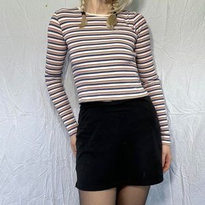 Blue Red Yellow Striped long sleeve 
crop top Brandy Melville
